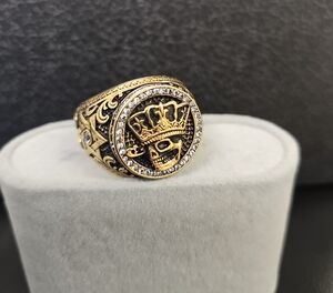 Gold-Tone Skull Crown Men's Statement Ring